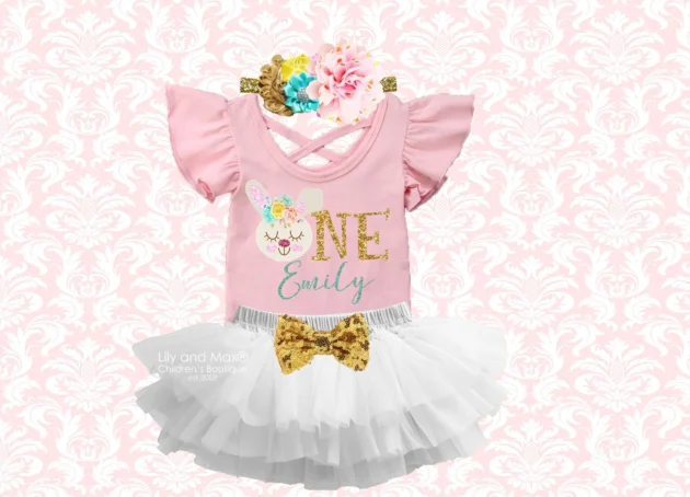 1ST BIRTHDAY BABY GIRLS BUNNY TUTU BLOOMER OUTFIT2